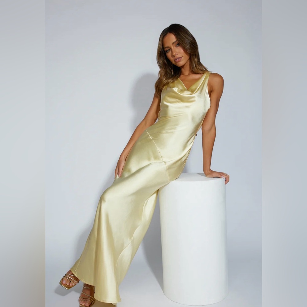 Hello Molly Dress- SPECIAL GUEST SATIN MAXI DRESS BUTTER